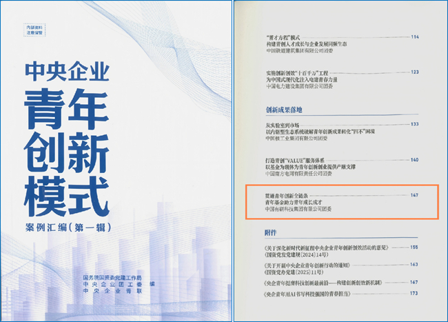 中国德信游戏平台“青年基金”特色做法入选《中央企业青年创新模式案例汇编》